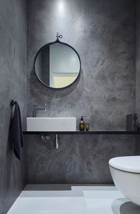 Venetian Plaster Brighton Sussex - Krafted Surface Designs Brighton Modern Industrial Loft, Luxury Bathroom Master Baths, Concrete Bathroom, Industrial Bathroom, Room Tiles, Apartment Bathroom, Trendy Bathroom, Industrial Loft, Grey Bathrooms