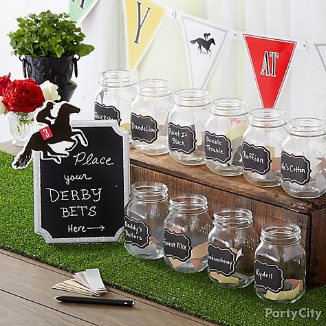 Kentucky Derby 50th Birthday, Horse Race Night Party Ideas, Kentucky Derby 30th Birthday Party, Derby Party For Kids, Derby 30th Birthday, Kentucky Derby Prizes, Kentucky Derby Decorations Diy, Derby Day Party Ideas, Kentucky Derby Decorating Ideas