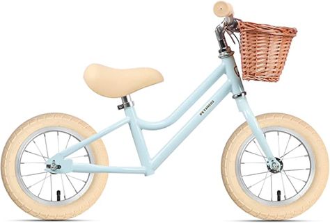 Amazon.com : Petimini 12 inch Kids Balance Bike with Basket for 2 3 4 5 6 Years Old Toddler Children, Carbon Steel No Pedal Training Bicycle for Girls and Boys, Light Blue : Sports & Outdoors Toddler Girl Bike, Blue Toys, Bike With Basket, Toddler Bike, First Birthday Gifts, Balance Bike, Kids Bike, Rubber Tires, Carbon Steel