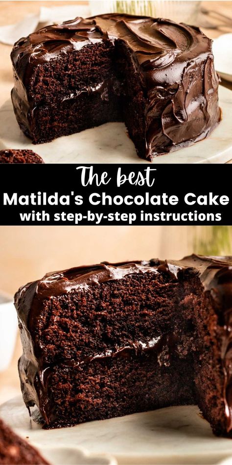 Matilda Chocolate Cake, One Layer Cake, Chocolate Cake Layers, Malt Shop, Chocolate Cake Recipe Moist, Funnel Cakes, Chocolate Fudge Frosting, Chocolate Cake Recipe Easy, Cake Aesthetic