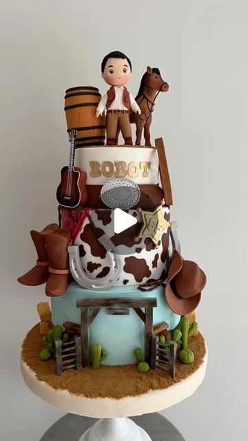 Little Miss OC’s  Kitchen  🇵🇭 on Instagram: "Cowboy cake #littlemissoccakes #cowboycake" Farmhouse Birthday Cake, Cowboy Cakes For Boys, My 1st Rodeo Birthday Party, Western Theme Cakes, Cowboy Cake, 1st Rodeo, Cowboy Cakes, Rodeo Party, Baby Boy First Birthday