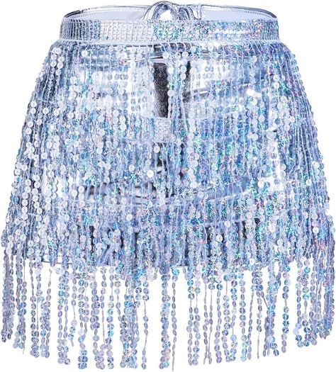 Belly Dance Skirt Top Set - Sparkly Sequins Fringe Tassel Dance Hip Short Skirts Festival Rave Ou... | Amazon (US) Rebelde Outfits, Tassel Jacket, Belly Dance Skirt, Festival Rave Outfit, Skirt Top Set, Fringe Kimono, Dance Skirt, Tassel Fringe, Rave Outfits