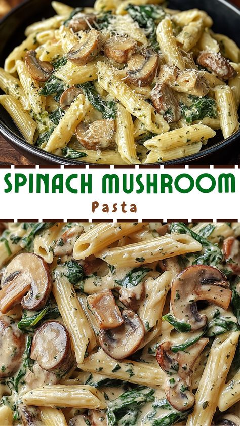 Spinach Mushroom Pasta Mushroom Artichoke Recipes, Pasta Spinach Mushrooms, Mushrooms And Spinach Recipes, Mushroom And Spinach Recipes, Mushroom Asparagus Pasta, Pasta With Mushrooms And Spinach, Spinach And Mushroom Pasta, Mushroom Spinach Pasta, Tomato Cream Sauce Pasta