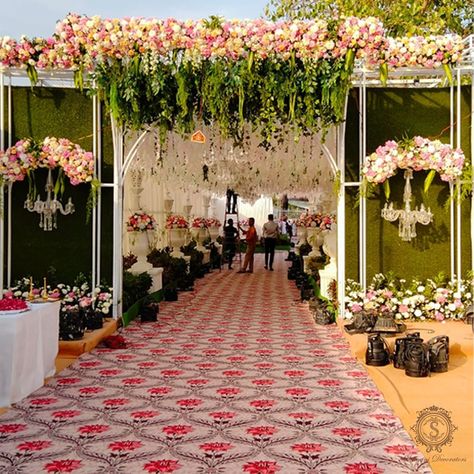 rustic wedding decorating outdoor wedding decorations ideas || Amazing rustic wedding decorations Wedding Hall Entrance Design, Entryway Decor Indian Wedding, Entryway Decor For Wedding, Reception Gate Decoration, Reception Pathway Decor, Entrance Gate For Wedding, Wedding Entrance Decor Entryway Indian, Marriage Entrance Decoration, Reception Entrance Decor Entryway