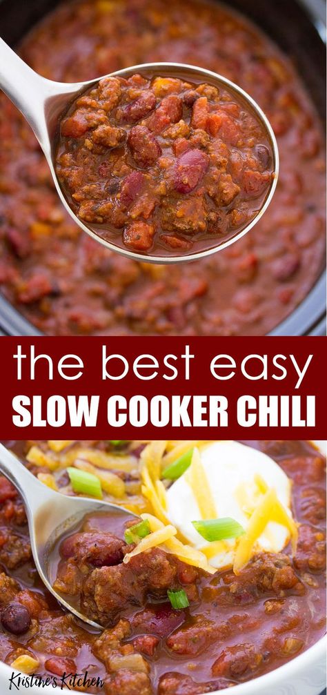 Chilli Recipe Crockpot, Easy Slow Cooker Chili, Best Slow Cooker Chili, Easy Crockpot Meals, Slow Cooker Chili Easy, Recipe With Ground Beef, Slow Cooker Chili Recipe, Healthy Chili, Best Chili Recipe