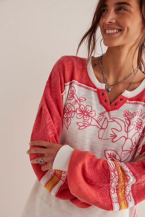 We The Free Patty Tee | Free People UK Cute Long Sleeve Shirts, Number Graphic, Long Sleeve Graphic Tees, Graphic Tops, Back To School Outfits, What I Wore, Tee Shop, Boho Outfits, Floral Embroidery