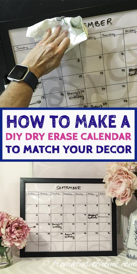 This DIY dry erase calendar tutorial is the BEST! I love that I can make it any color to match my office decor and big enough to see. Definitely pinning! #organization #homeoffice #backtoschool Diy Dry Erase Calendar, Diy Dry Erase Board, Dry Erase Calendar, Diy Calendar, Digital Calendar, Home Office Storage, Storing Paint, Home Office Organization, Dry Erase Board