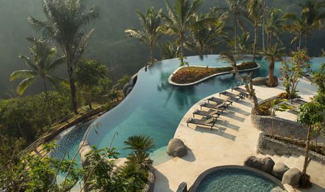 Infinity Pool Bali, Bali Resort, Luxury Swimming Pools, Beautiful Pools, Grand Staircase, Mountain Resort, Top Hotels, Cool Landscapes, Retaining Wall