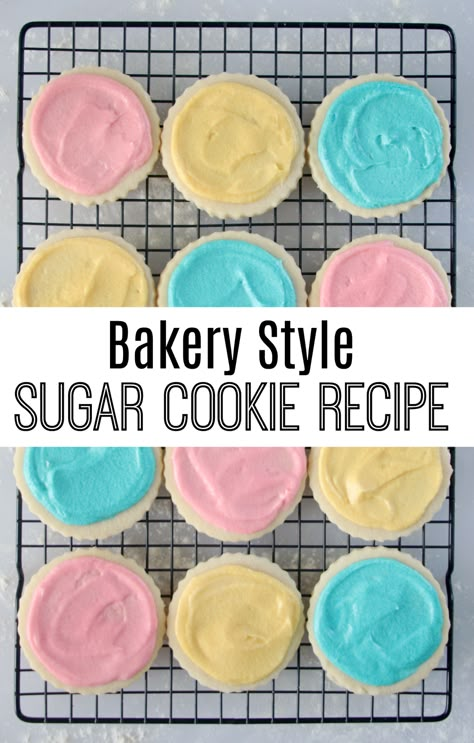 Bakery Style Sugar Cookie Recipe: Soft, buttery, and hold their shape! Sugar Cookies That Hold Their Shape, Bakery Style Sugar Cookie Recipe, Sugar Cookie Recipe Soft, Cookies And Frosting, Chocolate Chip Sugar Cookies, Soft Sugar Cookie Recipe, Cookie Board, Best Sugar Cookie Recipe, Cutout Cookies