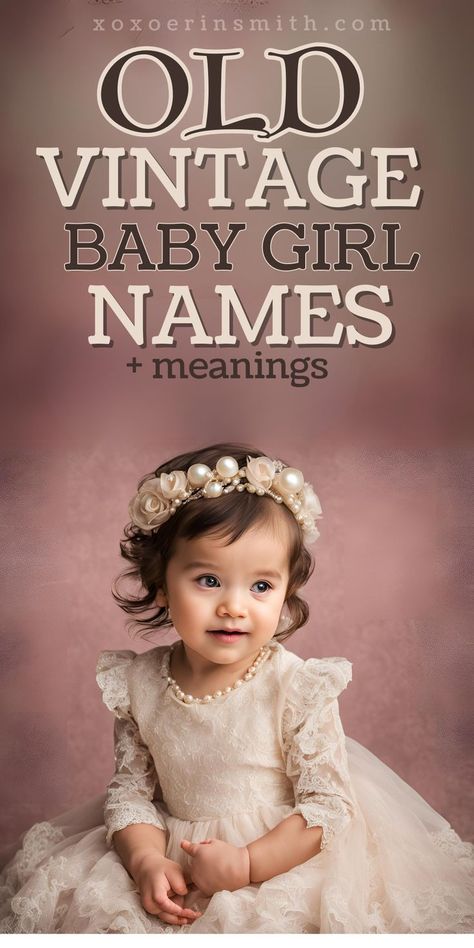 adorable little girl in lace dress and pearls and tile old vintage baby girl names 1950s Girl Names, Victorian Names Girl, Old Names For Girls, Timeless Girl Names, Old Money Girl Names, Old Baby Names, Victorian Girl Names, L Girl Names, Old Timey Names