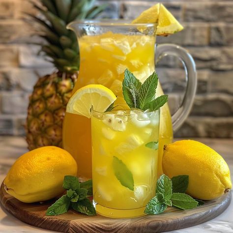 🍍🍋 The perfect tropical refreshment! #PineappleLemonade #SummerSips 🍽️ Pineapple Lemonade 🛒 Ingredients: 4 cups pineapple juice 2 cups lemonade 1 cup club soda 1 lemon, sliced 1 pineapple, diced Ice Mint leaves for garnish 👩‍🍳 Instructions: Mix Juices: In a pitcher, combine pineapple juice and lemonade. Add Club Soda: Stir in club soda. Garnish & Serve: Add lemon slices, pineapple pieces, and ice. Garnish with mint leaves. ✨ Share the Tropical Sips: Pineapple Lemonade is a refreshing drin... Pineapple Lemonade, Instagram Recipes, Tea Making, Art Assignments, Lemon Slices, Trending Recipes, Club Soda, Lemon Slice, Pineapple Juice