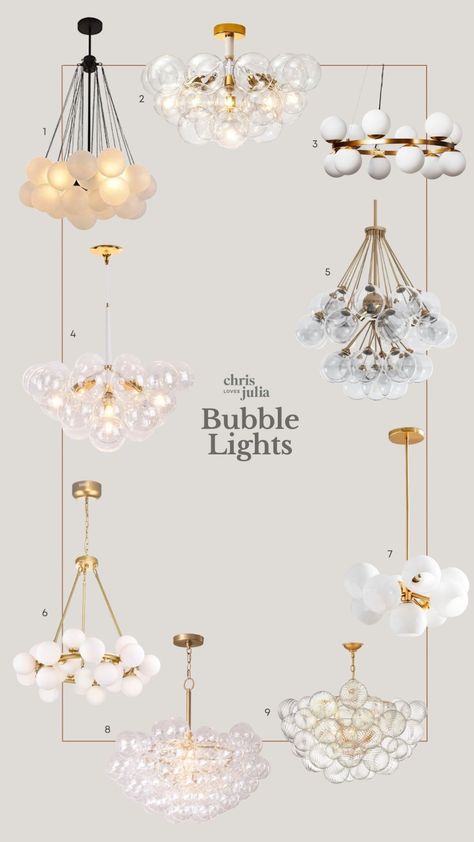 A Bubble Light Love Story + A Round-Up - Chris Loves Julia Modern Chandelier Over Bathtub, Glass Globe Chandeliers, Chandelier Dining Room Globe, Bubble Cluster Chandelier, Cluster Bubble Chandelier, Bubble Pendant Lighting Kitchen Islands, Kitchen Lights Ceiling Pendant Lights & Chandeliers, Bubble Glass Pendant Light, Sphere Chandelier Dining Room