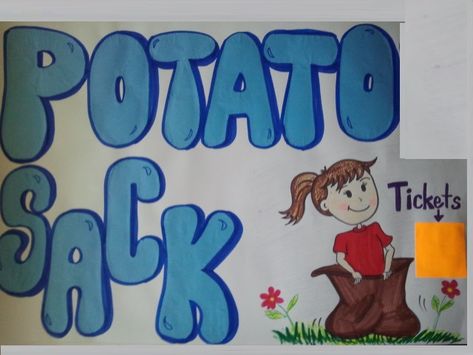 Potato Sack Race, Potato Sack Races, Race Poster, Sack Race, Potato Sack, School Things, Carnival Cruise, Field Day, Potato