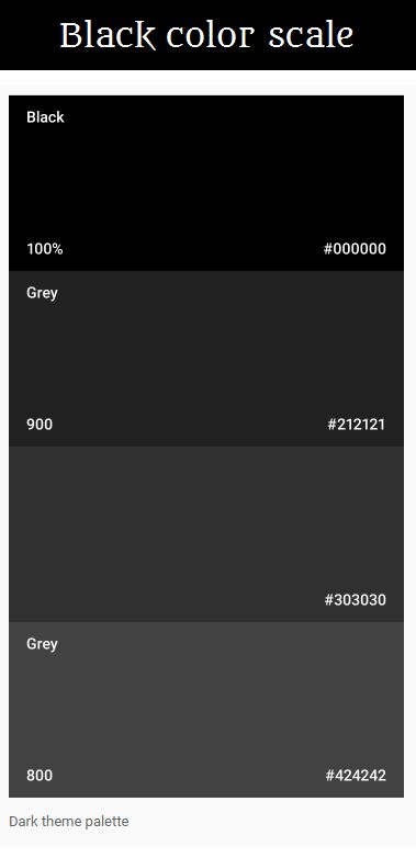 Material Design's color System   Good black color scale, black to gray Material Polymer Elements.  to use a dark theme for your project. Polymer Elements used to improve your website design . Color Combination | Color Patterns | Color Palette | Color Palette From Image | For Website. #all #black #color #scale #Material #Design's #System #Polymer #Elements #background #example #all #color #good #palette #color #palette #pattern #Shade-A-Web Dark Website Theme, Black Theme Website Design, Dark Theme Web Design, Dark Website Color Palette, Pantone Black Palette, Dark Theme Color Palette, Black Pallete Color, Website Design Inspiration Dark, Google Design Guidelines