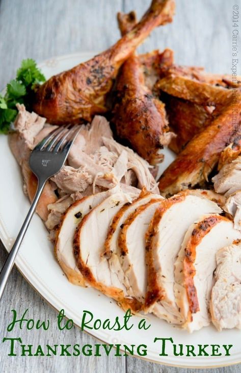 This post includes how to purchase, thaw, prepare (with a simple and delicious recipe!), cooking times, carving and even how to make scratch gravy for your Thanksgiving turkey. #turkey #thanksgiving #holidays Christmas Roast Dinner, Roasting A Turkey, Preparing A Turkey, Homemade Tortellini, Cooking The Perfect Turkey, Best Roasted Turkey, Thanksgiving Dinner For Two, Small Turkey, Butter Herb