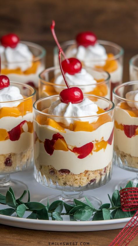 Add a touch of elegance to your holiday spread with these Mini Christmas Trifles! Featuring layers of cake, fresh fruit, and whipped cream, they’re an easy-to-make dessert everyone will love. 🎅🍓🍨 Mini Christmas Trifle, Mini Trifle Desserts, Cake Fresh Fruit, Christmas Trifles, Mini Trifles, Fruit And Cream, Mini Trifle, Christmas Trifle, Trifle Desserts