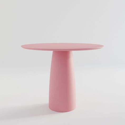 Give your home a feminine touch with this amazing Kopar table. Entirely handcrafted from Kopar and painted in a delicate antique pink color. Crafted with the finest materials, the quality furniture is created in coherence and harmony with the overall design. Features a cylindric base that offers stability and a round tabletop both painted in the same pretty pink color, however, we have different color options or you can order a custom color.  This centerpiece furniture is absolutely breathtaking Pink Round Table, Pink Dining Table, Circular Kitchen, Pink Side Table, Barbie Decorations, Pastel Interior Design, Aesthetic Table, Cute Table, Girly Decor