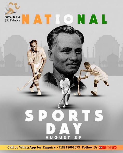 "A Nation's Pride, A Sporting Legend: Remembering Major Dhyan Chand on National Sports Day." #MajorDhyanChand #HockeyLegend #NationalSportsDay #SportsDayCelebration #SportsSpirit #PlayForNation #AthleticExcellence #FitnessAndUnity #SportsForLife #SportingSpirit #GameOn #SportsHeroes #FitNation Cardamom Oil, Dhyan Chand, Camphor Essential Oil, National Sports Day, Sporting Legends, Unity Sand, Lemongrass Oil, Going For Gold, Chasing Dreams