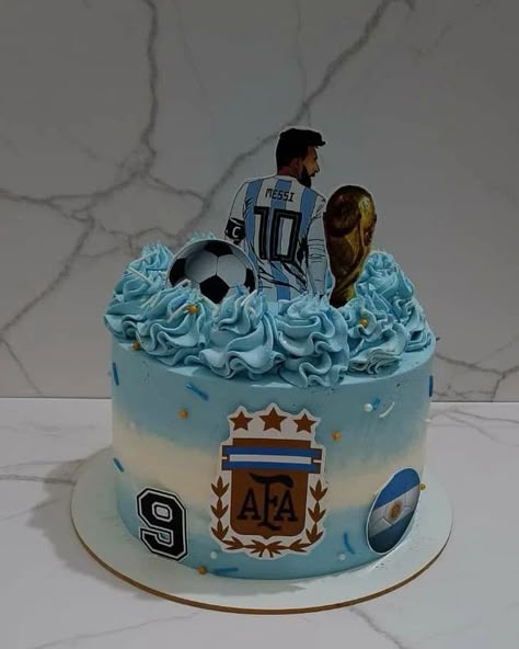 Argentina Cake Ideas, Pastel Messi, Messi Cake Ideas, Messi Birthday Cake, Boys Soccer Birthday Party, Messi Cake, Messi Birthday, Fitness Cake, Animated Happy Birthday Wishes