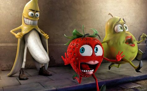 Sexy fruit Funny Fruit, Funny Wallpaper, A Banana, 3d Cartoon, Food Humor, Bones Funny, Bananas, Funny Images, Cartoon Characters