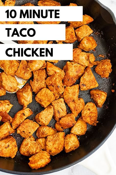 Cubed Chicken Recipes Skillet, Cubed Chicken Recipes Easy, Chicken Cubes Recipes Simple, Cubed Chicken Breast Recipes, Cubed Chicken Recipes, Chicken Breast Tacos, Chicken Marinate, Chicken Cubes, Healthy Chicken Tacos