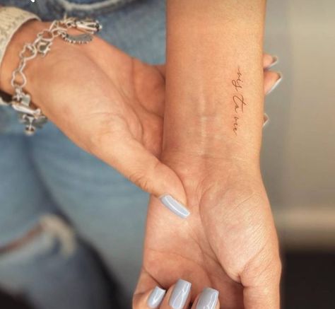 Live And Love Tattoo, Wrist Tattoo Placement Writing, Small Tattoo Placement Wrist, Small Tattoos Side Of Wrist, Tatoos Write, Writing Wrist Tattoos For Women, Dainty Tattoo Lettering, Tiny Lettering Tattoo, Fonts For Small Tattoos