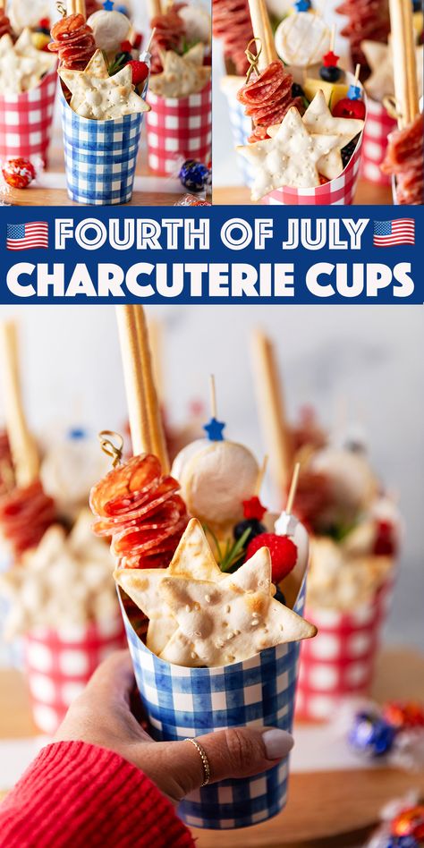 Red White Blue Party Food, July 4th Charcuterie Cups, 4th Of July Dirt Cups, Appiterzers For 4th Of July Party, Red White And Blue Snacks, Red White And Blue Charcuterie, 4th Of July Kids Charcuterie Board, Red White And Blue Snack Board, Most Pinned Recipes