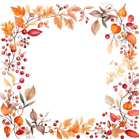 Autumn Border Frame, Autumn Template, Leaves Frame, Name Paintings, Library Posters, Hello September, Frame Border, Frame Png, Free Illustration