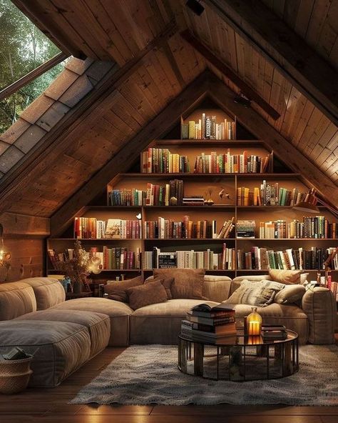 COZY 🏡 | Relax ✨️📖   COZY 🏡  | Facebook Book Room Ideas, Interior Library, Medieval Home Decor, Floor To Ceiling Bookshelves, Barndominium Interior, Rustic Books, Library Room, Dream Life House, Home Library Design