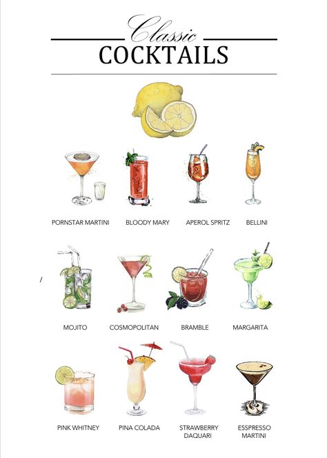 Cocktail Menu Aesthetic, Cocktail Menu Design, Uni Bedroom, Menu Drink, New Year's Drinks, Coffee With Alcohol, Cocktail Illustration, Drink List, Cocktail List