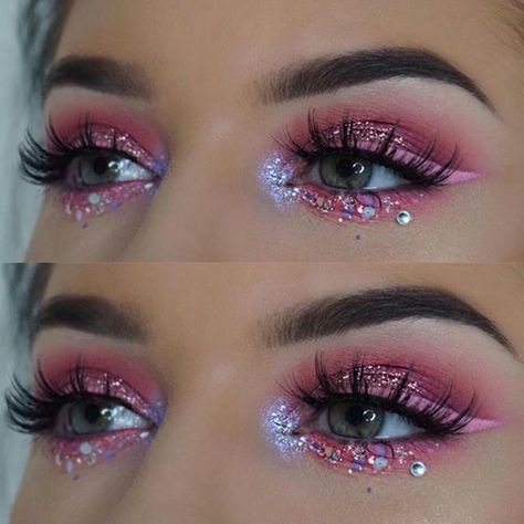 Pink Glitter Makeup, Taylor Swift Makeup, Pink Eyeshadow Look, Festival Make Up, Concert Makeup, Beauty Killer, Bright Eye Makeup, Taylor Swift Tour Outfits, Rave Makeup