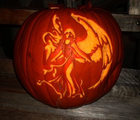 A clearer image of Matt's Angel Pumpkin Angel Pumpkin Carving, Angel Pumpkin, Pumkin Carving, Carving Stencils, Pumpkin Carving Ideas, Pumpkin Designs, Pumpkin Carvings Stencils, Scary Pumpkin, Pumpkin Ideas