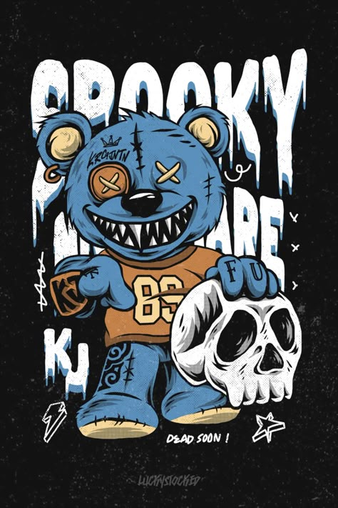 Spooky Teddy Bear, Tshirt Artwork, Typography Shirt Design, Trippy Designs, T Shirt Logo Design, Graffiti Wallpaper Iphone, Teddy Bear Design, T Shirt Design Template, Shirt Logo Design