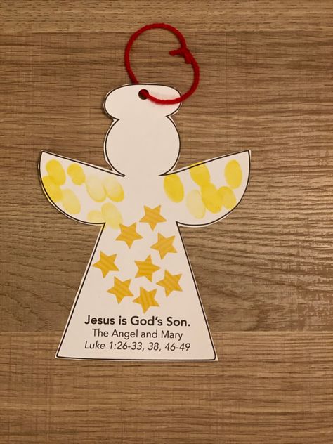 Jesus Ornaments Diy Kids, Toddler Manger Craft, Preschool Christmas Angel Crafts, Shepherd Ornament For Kids, Cross Ornaments For Kids, Angel Preschool Craft Christmas, Toddler Christian Christmas Crafts, Preschool Angel Ornament, Angel Activities For Preschoolers