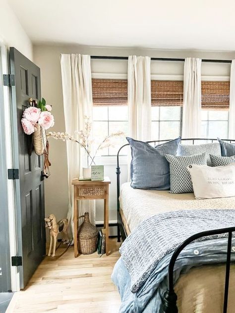 Wake up to the beauty of spring - Get inspired to create a colorful oasis Spring Farmhouse Bedroom, Ikea Farmhouse Bedroom, Add Color To Bedroom, Cozy Spring Bedroom Ideas, Spring Bedroom Ideas Colour Schemes, Spring Bedroom Decor 2023, Spring Refresh Home, Magnolia Bedroom Ideas, Spring Bedding Bedroom