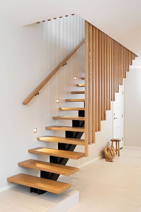 Wooden Staircase Design, Timber Stair, Staircase Design Modern, Timber Staircase, Stairs Design Interior, Build Inspiration, Stair Railing Design, Stairs Architecture, Stairway Design