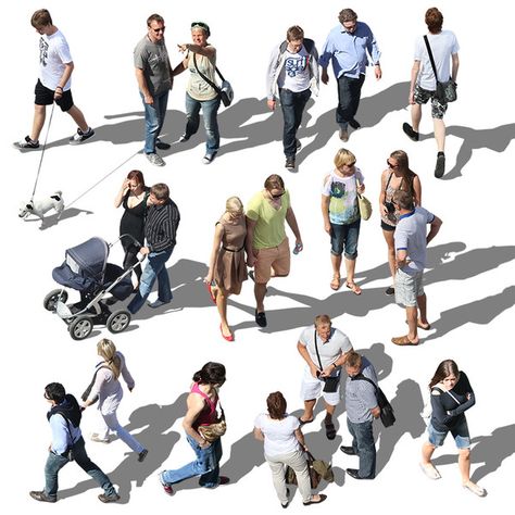 People Walking Birds Eye View, People Birds Eye View, Walking Back View, People From Above, Bird Eye View, Render People, People Cutout, Cut Out People, Photoshop Rendering