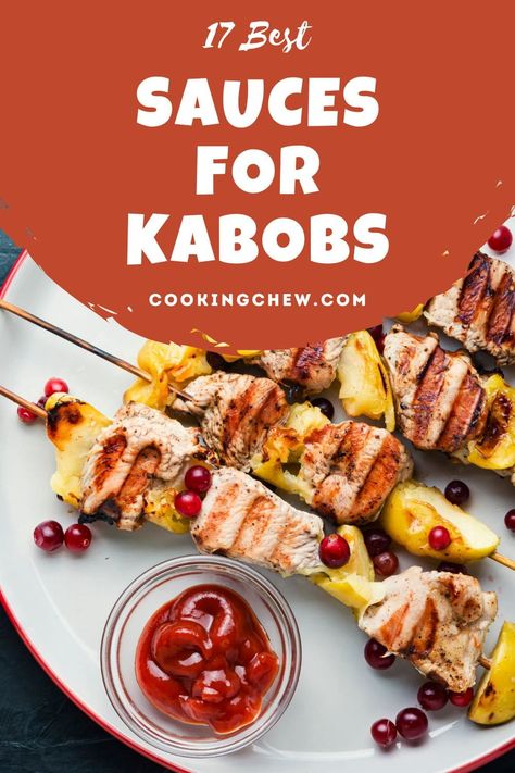 Whether you’re using pork, beef ribs, lamb, or chicken on your skewers, these 17 best sauces for kabobs are sure to elevate the dish even more! Sauce For Kabobs, Mint Yogurt Sauce, Lamb Kabobs, Pork Kabobs, Chicken Kabob Recipes, Chili Sauce Recipe, Kabob Skewers, Beef Kabobs, Spicy Peanut Sauce