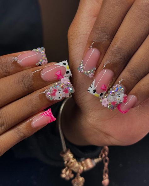 Hello Kitty Process Post 🎀🌸🦓 ~ ~ ~ #explore #explorepage #hellokitty #hellokittylover #hellokittyaddict #nails #nailtech #floridanailtech #nailart #naildesign #nailinspo Hello Kitty Set Nails, Press On Nails Hello Kitty, Junk Nails Hello Kitty, Hello Kitty Spiderman Nails, Helooo Kitty Nails, Spider Man And Hello Kitty Nails, Hello Kitty Acrylic Nail Designs, Hello Kitty Junk Nails, 111 Nails