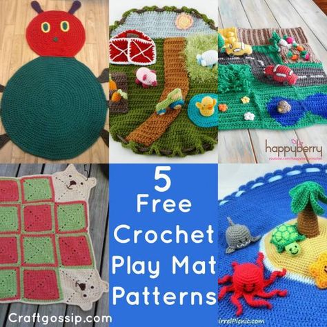 These 5 crochet play mats make perfect gifts for younger children. These are perfect for Birthday gifts and so much more valuable than a plastic store bought toy. These 5 Crochet patterns are all f… Crochet Play Mat, Crochet Teacher Gifts, Boys Play, Crochet Game, Crochet Mat, Crochet Baby Boy, Play Mats, Crochet Books, Crochet Toys Patterns