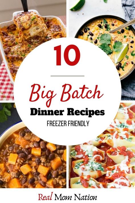 Batch Dinner Recipes, Family Vegetarian Meals, Batch Meals, Meals Vegetarian, Big Family Meals, Big Family Dinner, Freezable Meals, Large Group Meals, Large Family Meals