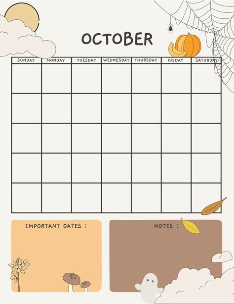 Spooky season is here and so is the undated october calendar!! you can find more undated and dated calendars under my profile! 🎃🍬👻 Calendar Drawing Ideas, Calendar Drawing, Template Study, Calendar October, Calendar September, Mothers Day Cards Craft, Student Calendar, Japanese Calendar, Season Calendar