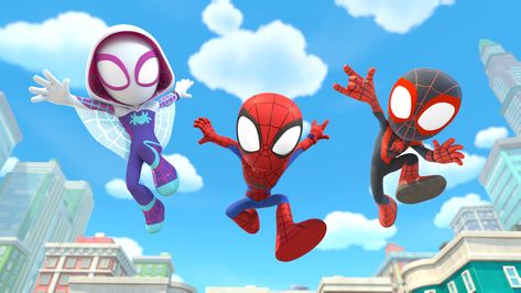 Photos From Marvel's Spidey and His Amazing Friends on Disney Junior Spiderman And Gwen, Miss Marvel, Spidey And His Amazing Friends, Disney Jr, Spiderman Cartoon, Marvel Animation, Marvel Show, Friends Season, Patrick Stump