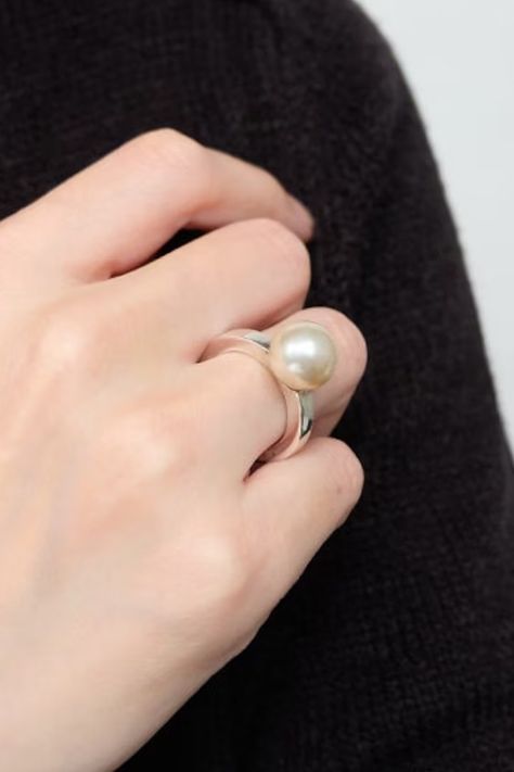 BAND PEARL RING, pearl ring, white pearl ring, big pearl ring, pearl silver ring, pearl statement ring, unique pearl ring,pearl wedding ring Big Pearl Ring, Pearl Wedding Ring, White Pearl Ring, Ring Pearl, Designer Pieces, Big Pearl, Pearl Wedding, Ring Unique, Silver Pearls