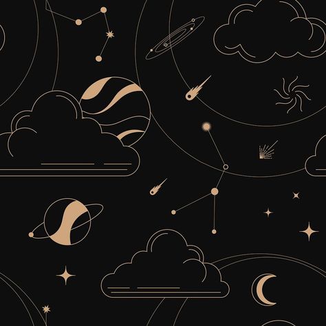 Astrology pattern, gold abstract line art design | premium image by rawpixel.com / ton Astrology Pattern, Abstract Line Art Design, Vintage Moon, Webpage Design, Line Art Design, Watercolor Effects, Abstract Line Art, Shooting Star, Shooting Stars