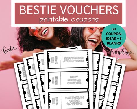 Cute Coupons For Best Friend, Best Friend Coupon Book Ideas, Coupon Book For Friend, Friendship Coupons, Best Friends Day, Friends Adventures, Best Friend Day, Coupon Template, Friends Day