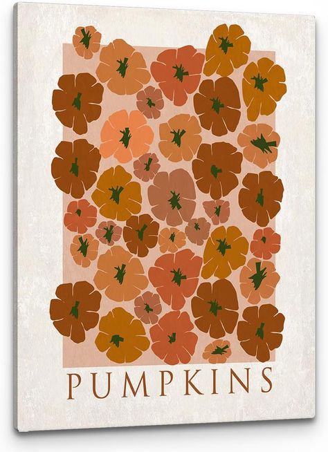 Pumpkin Illustration Autumn, Posters Diy, Wall Art Fall, Instagram Feed Planner, Pumpkin Illustration, Pumpkin Harvest, Fall Canvas, Framed Canvas Painting, Rustic Autumn