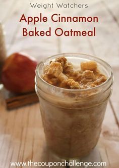 Apple Cinnamon Baked Oatmeal, Cinnamon Baked Oatmeal, Oatmeal In A Jar, Weight Watchers Recipes Breakfast, Smart Points Recipes, Weight Watchers Recipes Desserts, Weight Watchers Breakfast, Points Recipes, Weight Watchers Desserts