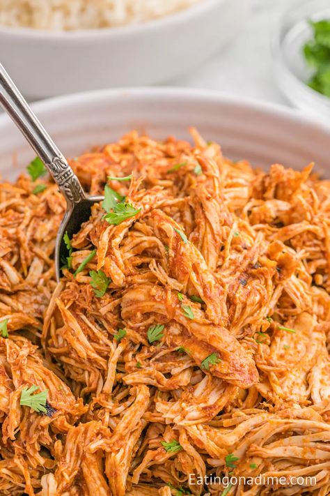 Chicken Breast Instant Pot Recipes, Instant Pot Salsa Chicken, Instant Pot Salsa, Simply Happy Foodie, Chipotle Recipes Chicken, Slow Cooker Shredded Chicken, Mexican Shredded Chicken, Pressure Cooker Chicken, Salsa Chicken