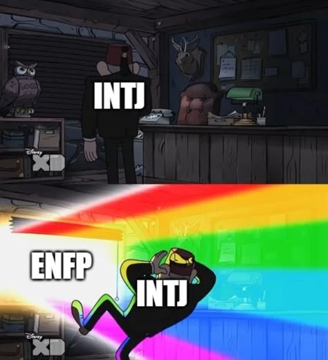 mbti meme Enfp Intj Memes, Enfp X Intj Meme, Mbti Meme Funny, Intj And Enfp, Enfp X Intp, Enfp X Intj, Enfp Intj, Personality Types Chart, Intj Enfp